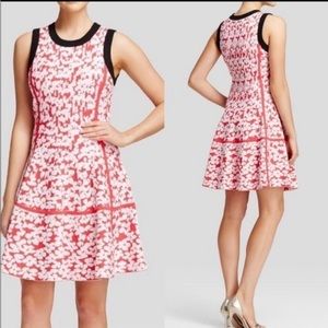 KATE SPADE Dive Right In Floral Jacquard Knit Flounce Hem Sleeveless Dress